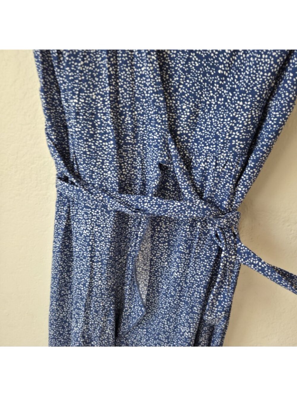 Zesica Wrap Ruffler Midi Dress Womens M Blue/White Floral Short Sleeve VNeck - Picture 7 of 16